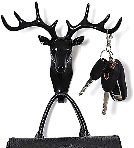 BIRZAR Deer Head Hanging Hook Self Adhesive Wall Door Hook Hanger Bag Keys Sticky Holder Plastic Pack of 1 2 - Image 1