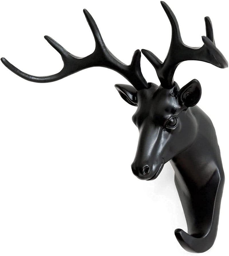 BIRZAR Deer Head Hanging Hook Self Adhesive Wall Door Hook Hanger Bag Keys Sticky Holder Plastic Pack of 1 2 - Image 2