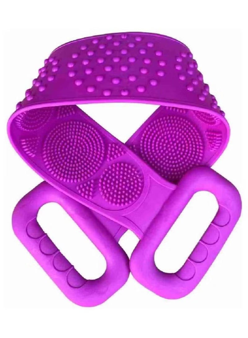 TIGER Silicone Body Scrubber Bath Towel Belt – 2-Sided Silicone Back Scrubber for Shower, Exfoliating Scrub for Soft Skin, Purple - Image 2