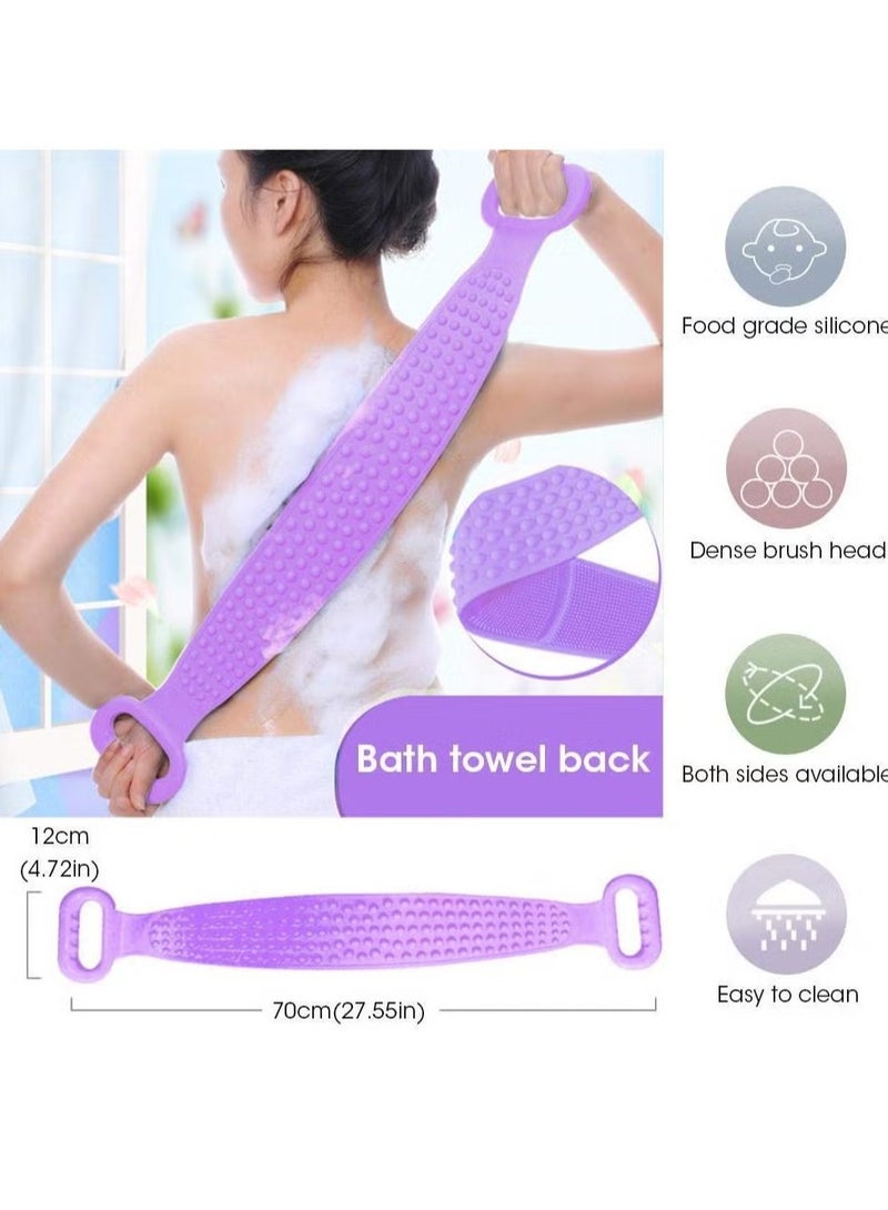 TIGER Silicone Body Scrubber Bath Towel Belt – 2-Sided Silicone Back Scrubber for Shower, Exfoliating Scrub for Soft Skin, Purple - Image 3