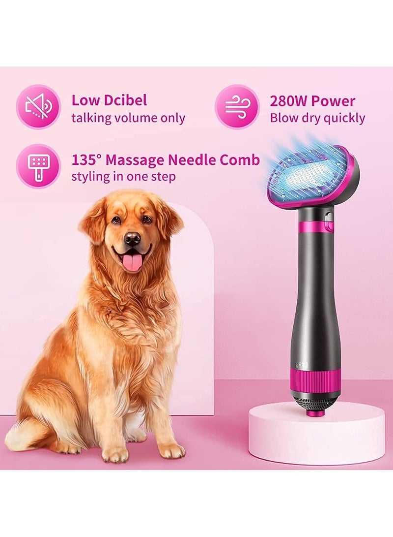 عام فرشاة مجفف شعر الحيوانات الأليفة 2 في 1، مجفف شعر هادئ احترافي منزلي للحيوانات الأليفة الصغيرة والمتوسطة، مع إعدادين للحرارة و3 مستويات سرعة قابلة للتعديل. - Image 2