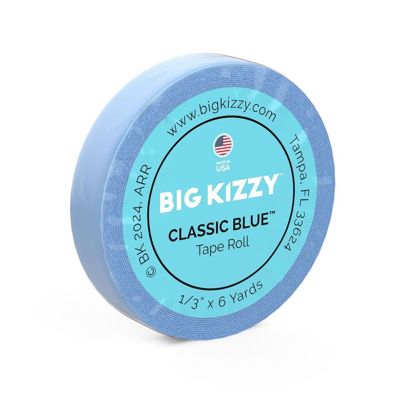 Big Kizzy Double Sided Tape in Hair Extension Tape Roll  Classic Blue Tape Roll 313 x 6 Yards  Comfortable Strong Hold Flexible wear Made in USA Medical Grade Adhesive