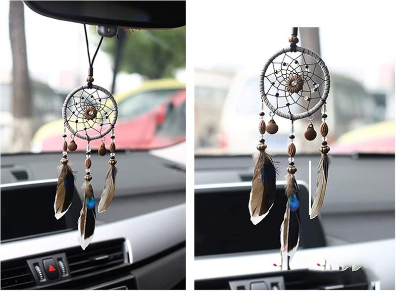 SPANICE Feather Dream Catcher Pendant, Small Dream Catchers Car Charm for Hanging Decorations - Image 2