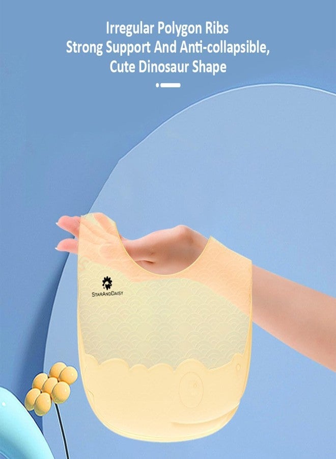 StarAndDaisy Reusable Silicone Baby Bib with Adjustable Buttons for Mess-Free Feeding, Weaning, and Easy Cleaning and Waterproof. (Yellow) - Image 3