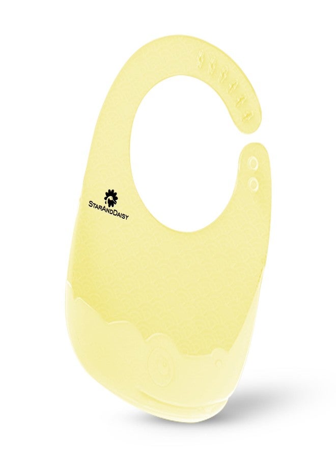 StarAndDaisy Reusable Silicone Baby Bib with Adjustable Buttons for Mess-Free Feeding, Weaning, and Easy Cleaning and Waterproof. (Yellow) - Image 1
