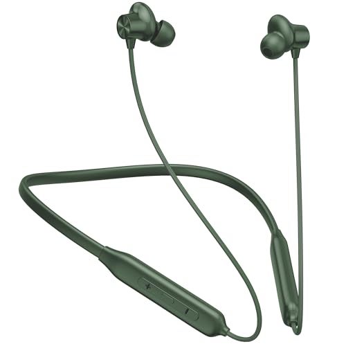 Kratos N4 Bluetooth Neckband with 52H Playtime, Deep Bass, Stereo Sound, HD Calls, Magnetic Earbuds, Type-C Fast Charging, Rich Audio, Hollow Switch for Comfort & Style - Green - Image 1
