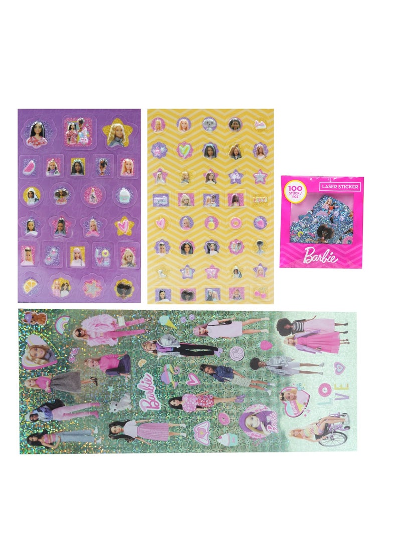 Barbie Doll Mattel Inc. Barbie Super Sticker Set , Over 500 Reusable Stickers for Kids , Includes Dress Up Dolls, Accessories, Laser Stickers & Fun Scenes , Arts & Crafts Sticker Pack for Girls Ages 3+ , Official Barbie Activity Kit  - Image 3