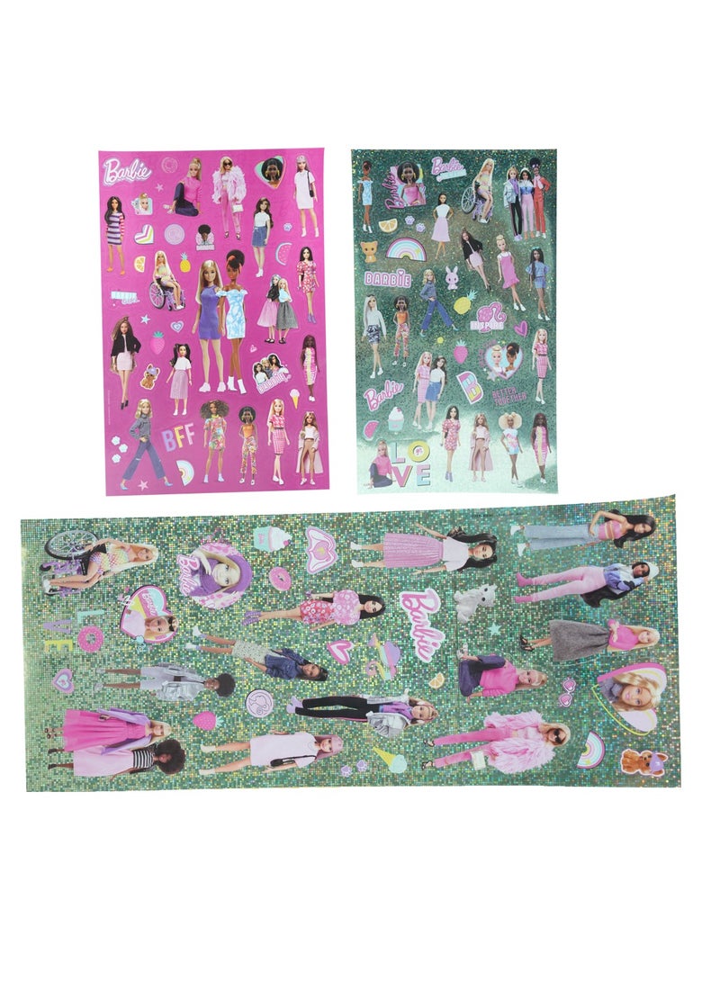 Barbie Doll Mattel Inc. Barbie Super Sticker Set , Over 500 Reusable Stickers for Kids , Includes Dress Up Dolls, Accessories, Laser Stickers & Fun Scenes , Arts & Crafts Sticker Pack for Girls Ages 3+ , Official Barbie Activity Kit  - Image 4