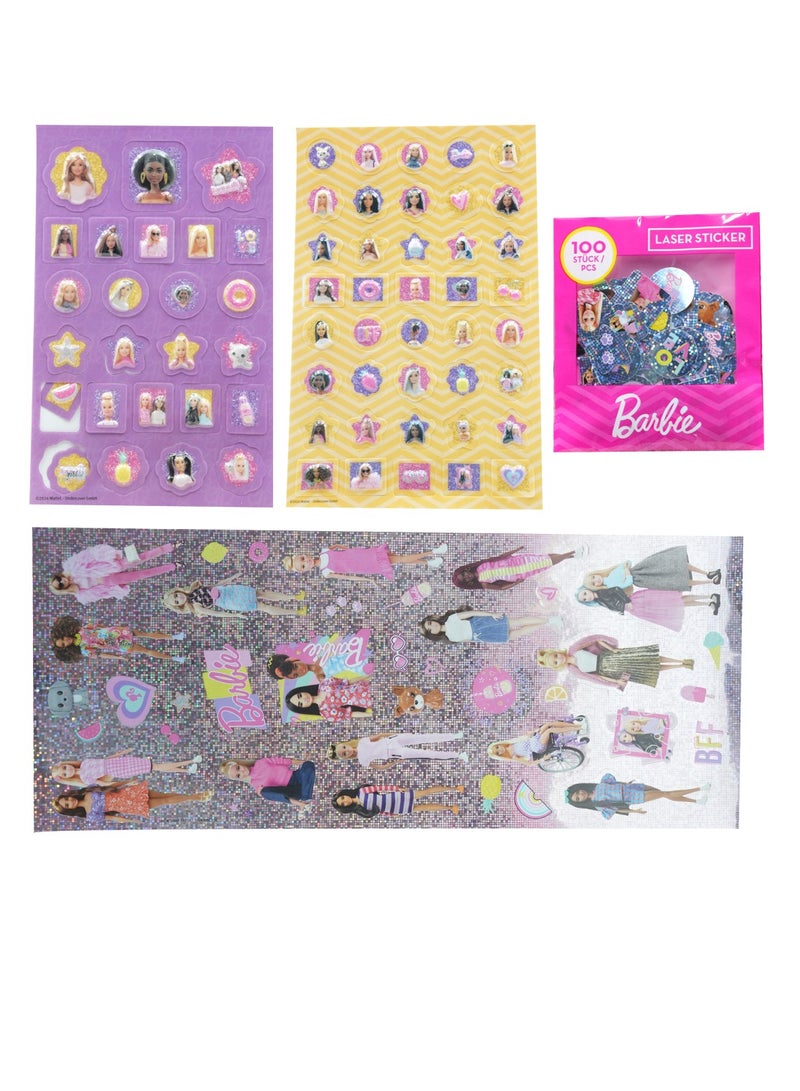 Barbie Doll Mattel Inc. Barbie Super Sticker Set , Over 500 Reusable Stickers for Kids , Includes Dress Up Dolls, Accessories, Laser Stickers & Fun Scenes , Arts & Crafts Sticker Pack for Girls Ages 3+ , Official Barbie Activity Kit  - Image 5