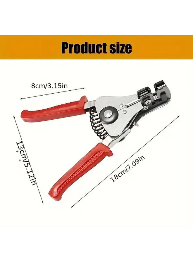Red Automatic Wire Stripper Multifunctional Portable Manual Tool High Carbon Steel - Image 4