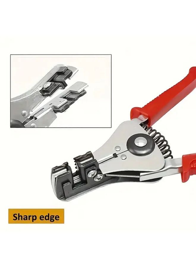 Red Automatic Wire Stripper Multifunctional Portable Manual Tool High Carbon Steel - Image 3