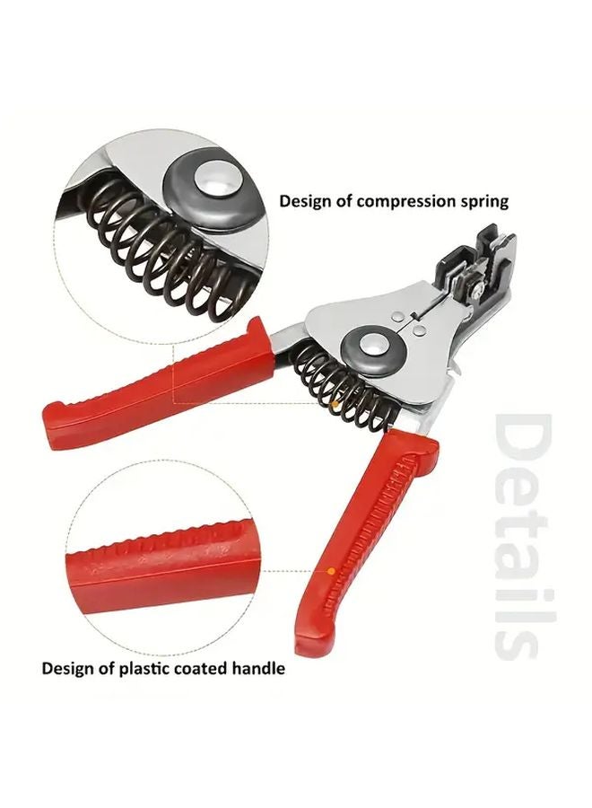 Red Automatic Wire Stripper Multifunctional Portable Manual Tool High Carbon Steel - Image 2