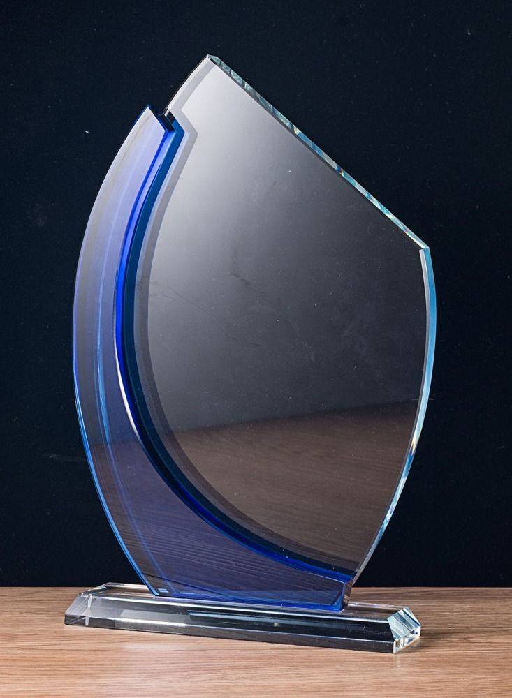 giftex Classic crystal trophy award, clear and blue - Image 2