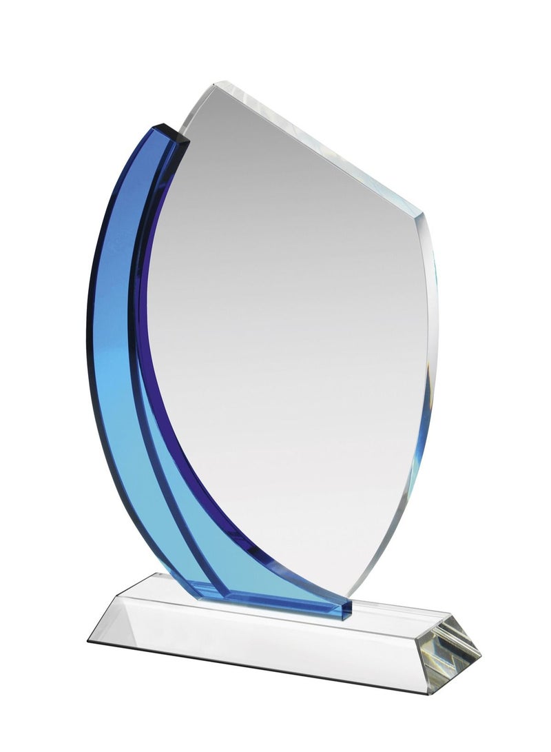 giftex Classic crystal trophy award, clear and blue - Image 1