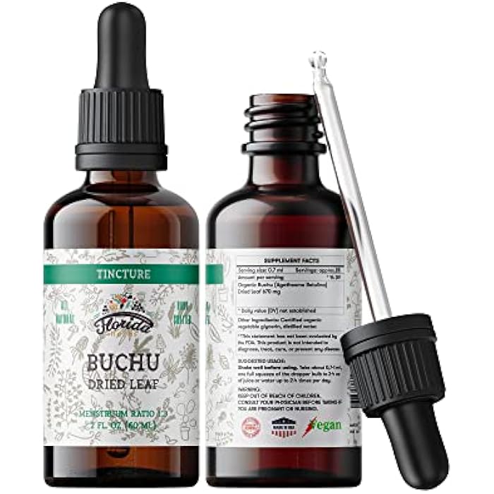 FLORIDA HERBS Buchu Tincture, Organic Buchu Extract (Agathosma Betulina) Dried Leaf Health Supplement, Non-GMO in Cold-Pressed Organic Vegetable Glycerin 2 oz, 670 mg - Image 1