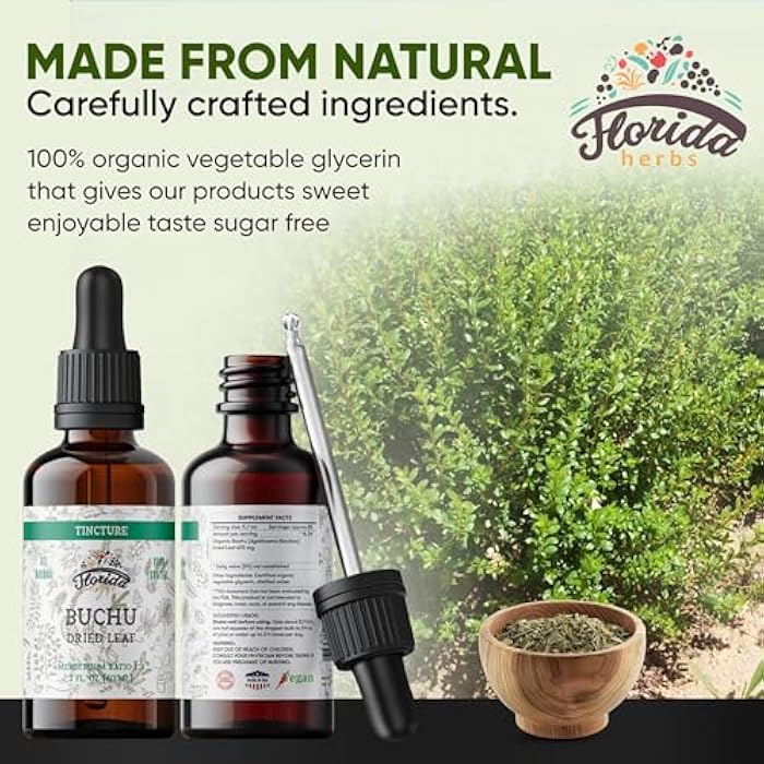 FLORIDA HERBS Buchu Tincture, Organic Buchu Extract (Agathosma Betulina) Dried Leaf Health Supplement, Non-GMO in Cold-Pressed Organic Vegetable Glycerin 2 oz, 670 mg - Image 3
