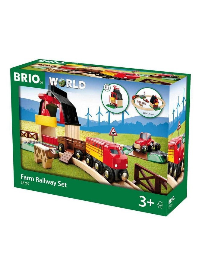 Brio BRIO World Farm Railway Set - 20-Piece FSC-Certified Wood Train Set & Accessories - Works with All BRIO Wooden Railway Sets - Includes Barn, Tractor, Hay Crane, Tracks & More - Fun for Kids Ages 3+  - Image 1