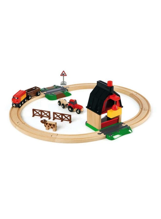 Brio BRIO World Farm Railway Set - 20-Piece FSC-Certified Wood Train Set & Accessories - Works with All BRIO Wooden Railway Sets - Includes Barn, Tractor, Hay Crane, Tracks & More - Fun for Kids Ages 3+  - Image 3