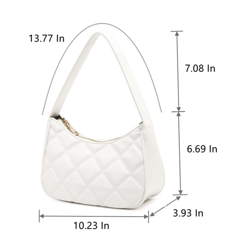 CYHTWSDJ Shoulder Bags for Women, Cute Hobo Tote Handbag Mini Clutch Purse with Zipper Closure (White Lg) - Image 2