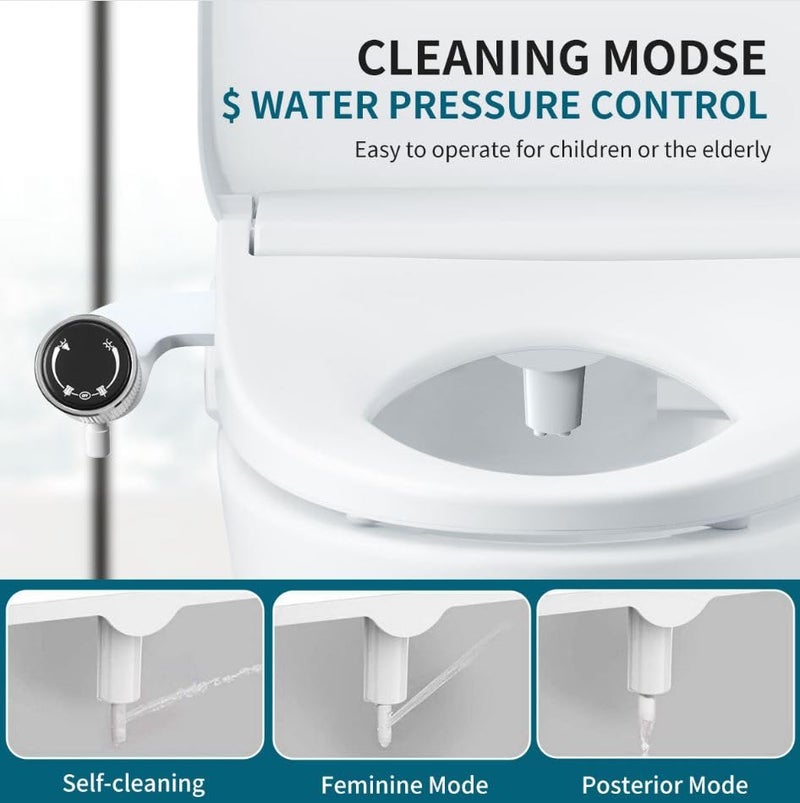 Azelf Toilet Bidet Seat Attachment – Non-Electric Ultra-Slim Design, Dual Wash Nozzles, Adjustable Pressure Luxurious Toilet with accessoires - Image 2
