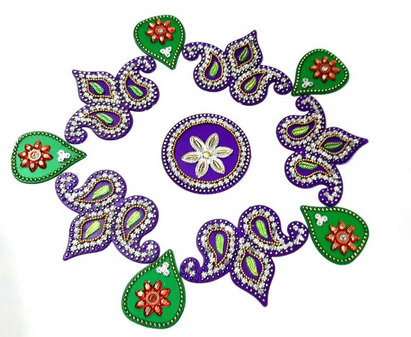 Kriwin Acrylic Rangoli Decorative (10-to 11 inches Multicolor) Reusable - Image 2