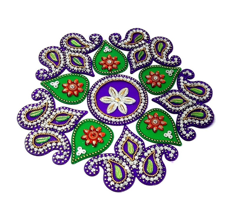 Kriwin Acrylic Rangoli Decorative (10-to 11 inches Multicolor) Reusable - Image 1