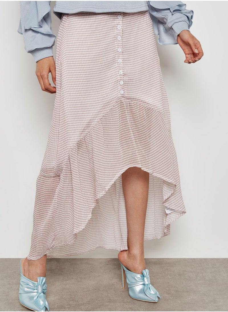 LOST INK Drop Hem Button Detail Skirt  - Image 1