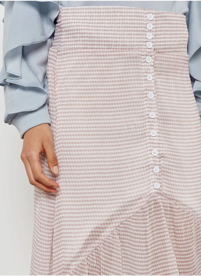 LOST INK Drop Hem Button Detail Skirt