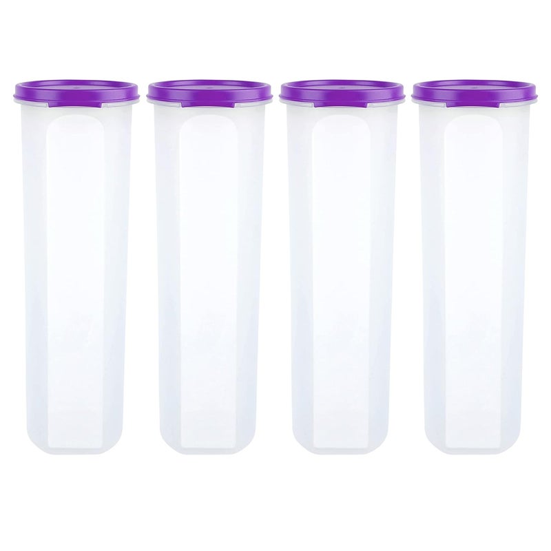 Cutting EDGE Smart Slim Storage 11 Litre Set of 4 AirTight Plastic Round Modular Container for Spaghetti Pasta Juice Snacks Stackable BPA Free 1100ML Purple - Image 3