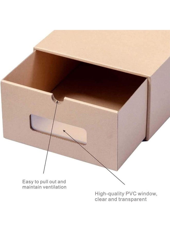 DUNISO 12 Pack Shoe Box, Heavy Duty Stackable Drawer Type Shoes Storage Organizer, with Viewable Window Corrugated Carton, Environmentally Friendly, Durable,Waterproof ,Dustproof,Used for storing Shoes, Socks, Underwear, Books, Toys, 35*23*13.5cm - Image 4