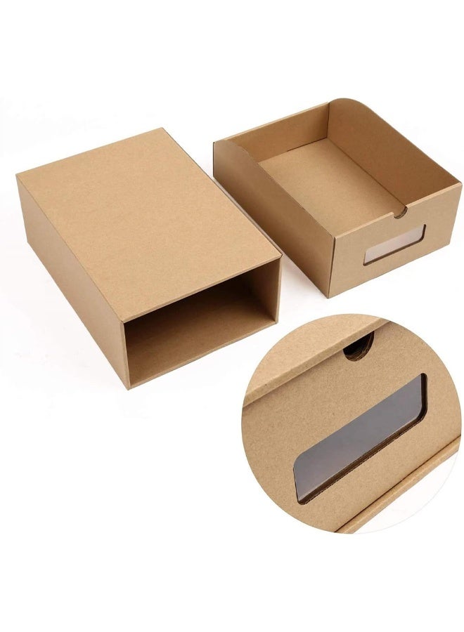 DUNISO 12 Pack Shoe Box, Heavy Duty Stackable Drawer Type Shoes Storage Organizer, with Viewable Window Corrugated Carton, Environmentally Friendly, Durable,Waterproof ,Dustproof,Used for storing Shoes, Socks, Underwear, Books, Toys, 35*23*13.5cm - Image 3