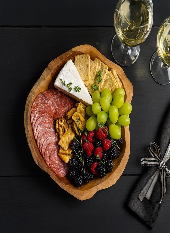 GoCraft Acacia Wood Butcher Block Serving Platter - 12 x 10 Inches Thick Wooden Charcuterie Board, Rustic Cheese Tray, Food Prep and Display Tray for Kitchen, Parties & Farmhouse Décor - Image 2