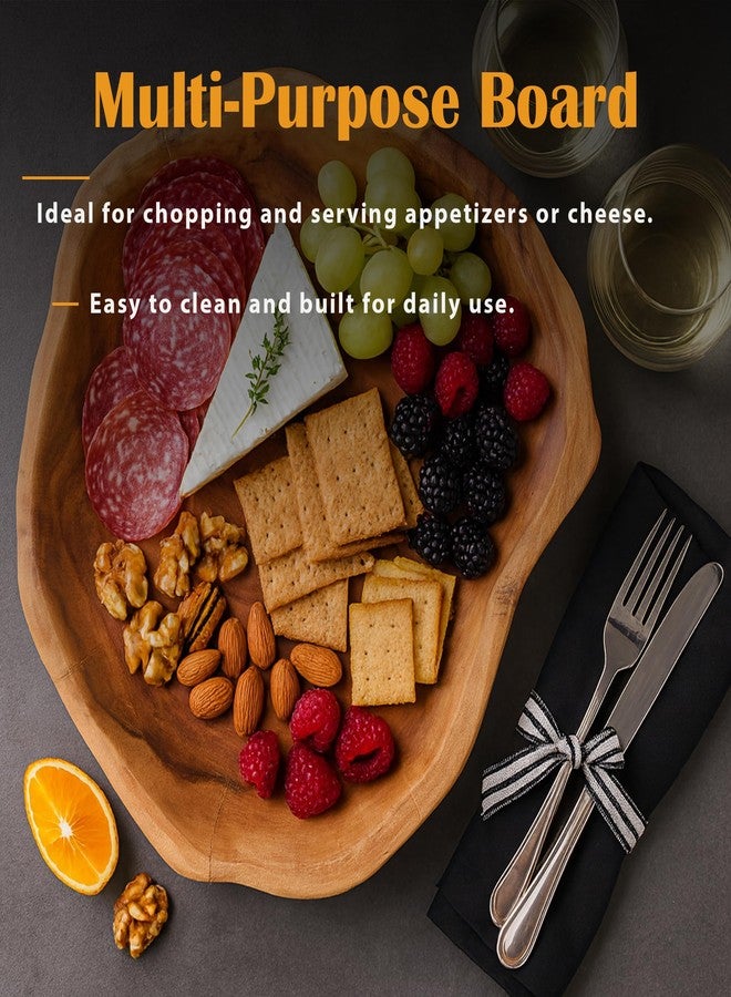 GoCraft Acacia Wood Butcher Block Serving Platter - 12 x 10 Inches Thick Wooden Charcuterie Board, Rustic Cheese Tray, Food Prep and Display Tray for Kitchen, Parties & Farmhouse Décor - Image 4