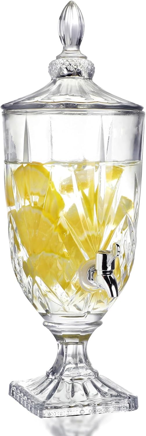 SODUKU 3 Litre Barrel Glass Juice Dispenser with Tap, Bamboo Lid & Stand – Mason Jar Beverage Dispenser for Water, Juice, Beer, Infused Drinks – Countertop Party Drink Server (3 LTR Barrel Dispenser) - Image 1