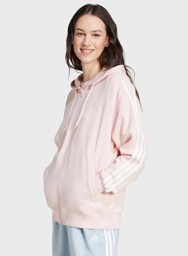 Adidas 3 Stripe French Terry Oversized Hoodie