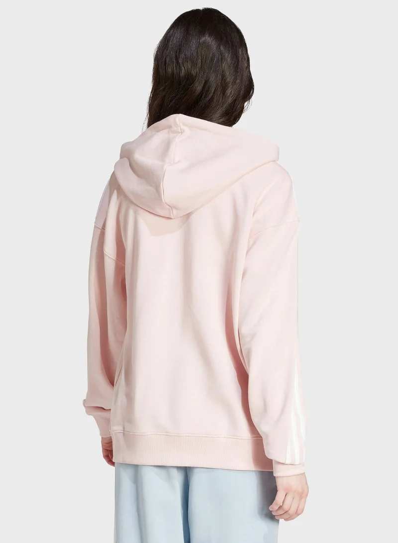 Adidas 3 Stripe French Terry Oversized Hoodie