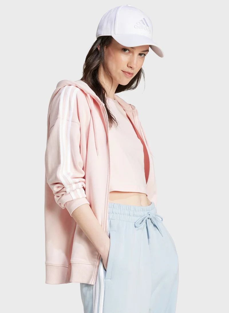 Adidas 3 Stripe French Terry Oversized Hoodie