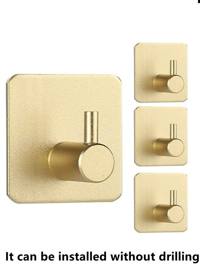 Kutis 4-Piece Aluminum Alloy Bathroom Heavy Duty Wall Hooks Towel Hook Golden 4.5 x 4.5 cm - Image 2