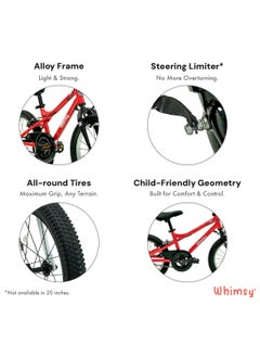 Whimsy Whimsy - Pro Aluminum 16" Kids Bike Lightweight Aluminum Frame, 2-Minute Assembly, Handbrake, Child-Friendly Cycle, Adjustable Saddle - Red  - Image 4