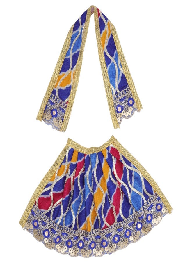 أديتري_كرييشن مجموعة من 2 فستان دورجا ديفي ماتا بوشاك فاسترا من القماش ليهانجا تشوناري من أجل تمثال أيدول للمنزل ومعبد هندي تقليدي ومهرجان نافراتري لاكسمي بوجان ديوالي (الحجم: -4") (وردي، أزرق) - Image 2