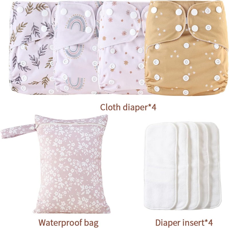Happy Flute HappyFlute 9 Sets Adjustable Reusable Cloth Pocket Diapers with Wet Bag for Newborns and Toddlers - Image 2