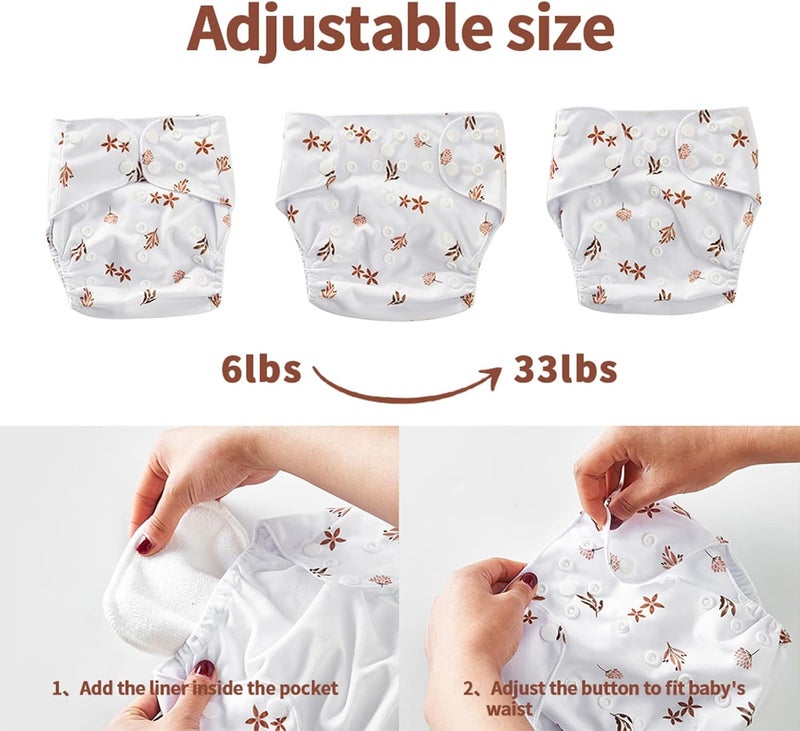 Happy Flute HappyFlute 9 Sets Adjustable Reusable Cloth Pocket Diapers with Wet Bag for Newborns and Toddlers - Image 3