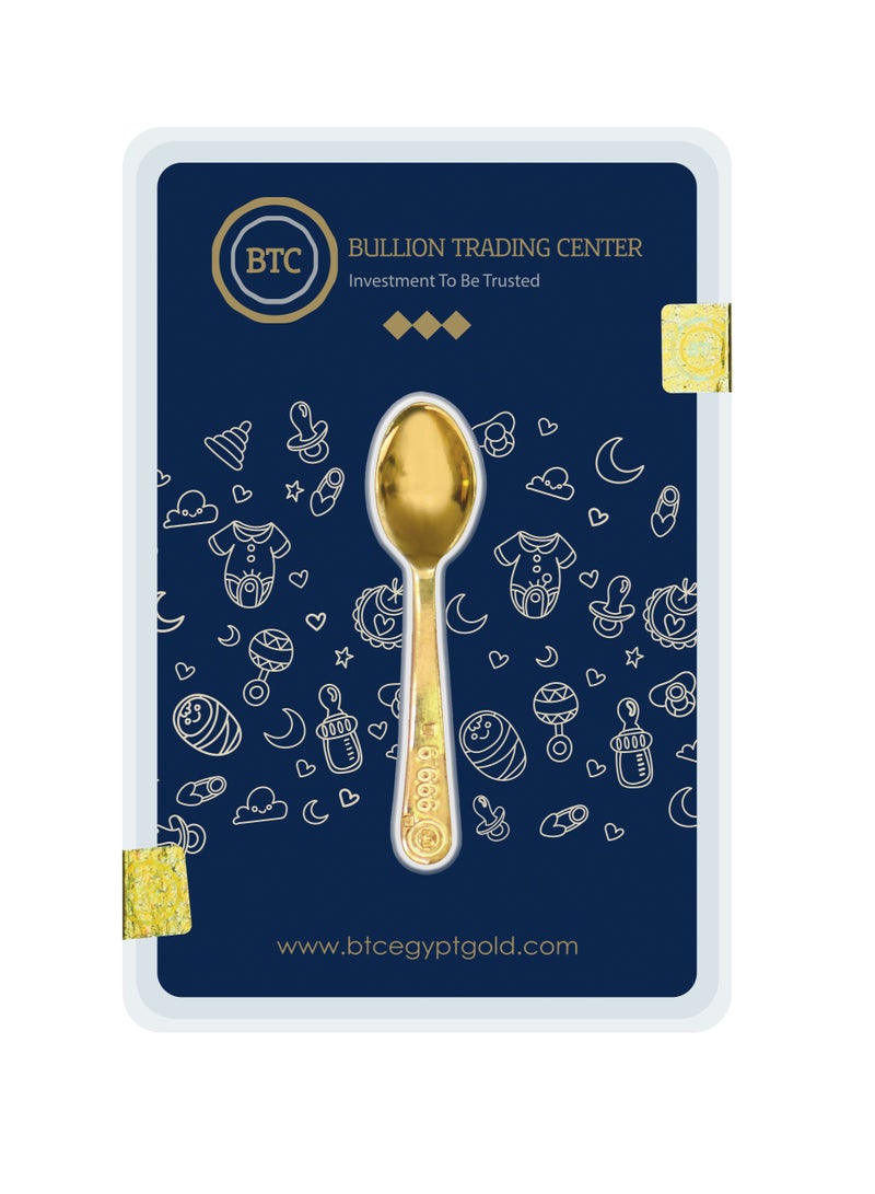 BTC 24K Pure Yellow Gold Spoon 10g – Baby Gift 999.9 Fine Gold - Image 2