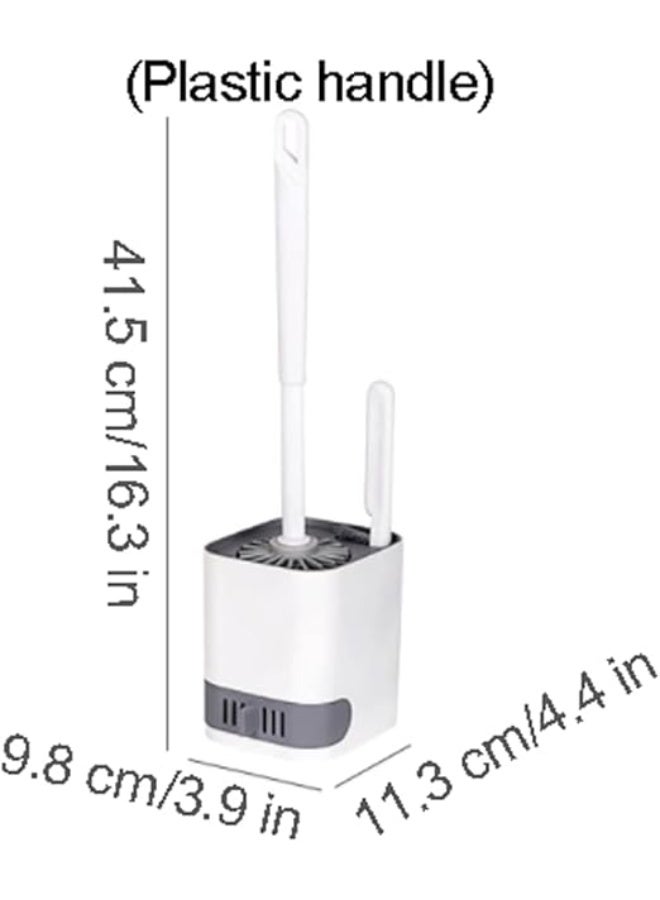 يوريفو فرشاة تنظيف المرحاض ثنائية الاستخدام، ناعمة، تُثبت على الحائط أو تُوضع على الأرض، بشعيرات سيليكون، مع حامل، لتنظيف عميق، قابلة لإعادة الاستخدام، مربعة الشكل - سهلة التنظيف - Image 2