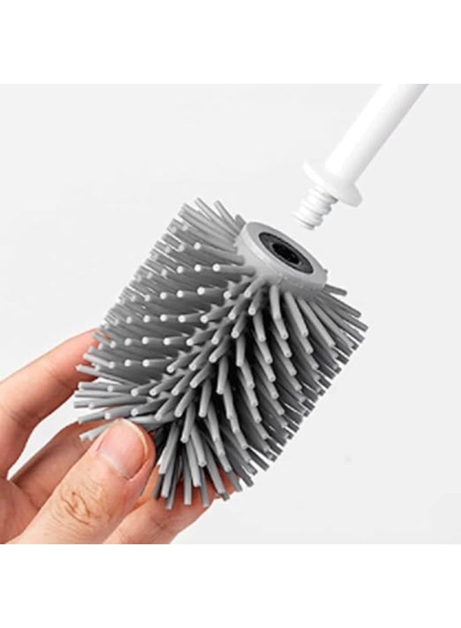 يوريفو فرشاة تنظيف المرحاض ثنائية الاستخدام، ناعمة، تُثبت على الحائط أو تُوضع على الأرض، بشعيرات سيليكون، مع حامل، لتنظيف عميق، قابلة لإعادة الاستخدام، مربعة الشكل - سهلة التنظيف - Image 5