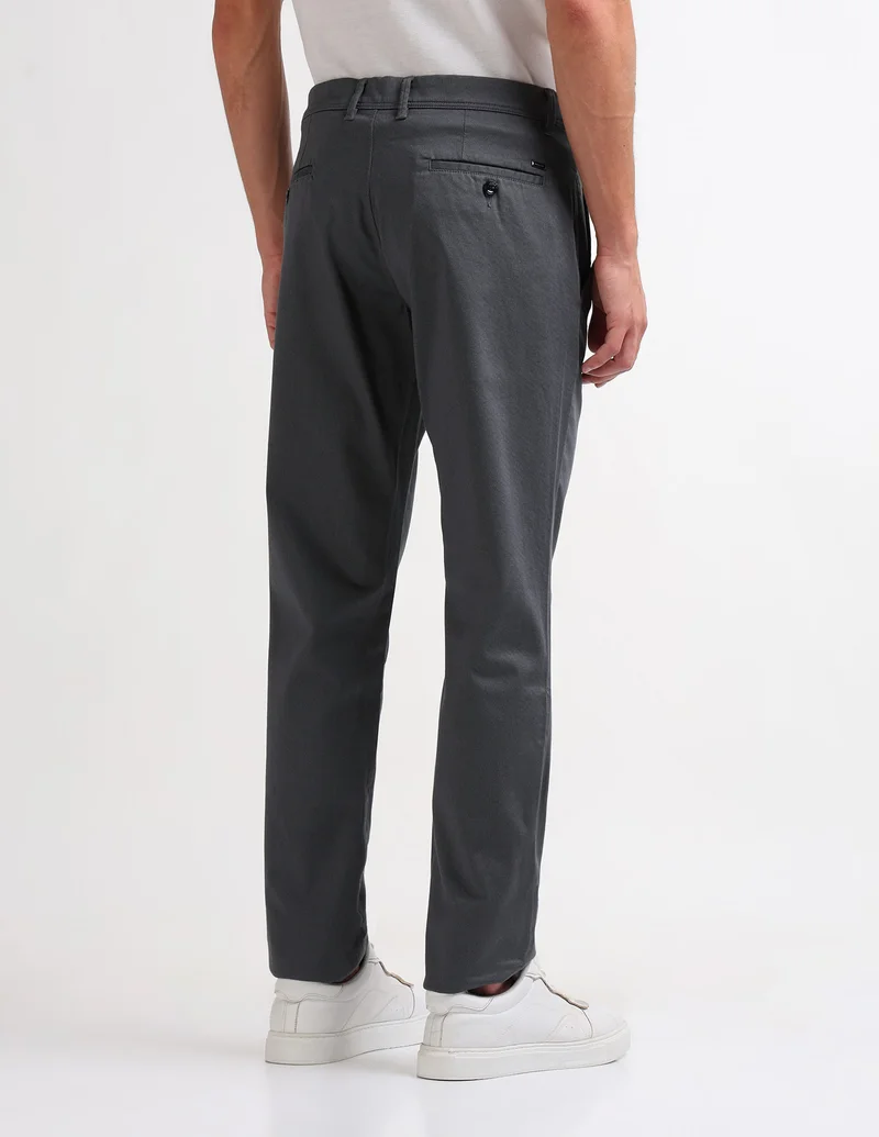 Arrow Dark Grey Textured Slim Fit Trousers for Men | Best Price UAE