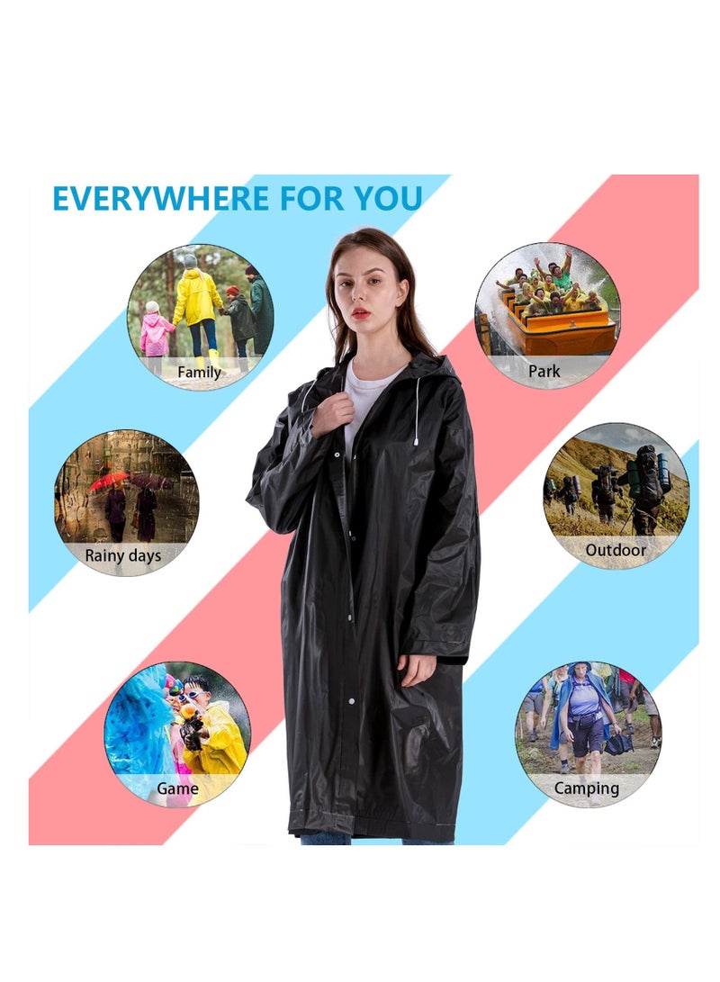 SYOSI Raincoat Rain Poncho for Adults, EVA Rain Poncho for Women and Men Reusable Raincoat Jacket Packable Raincoat for Family Fishing/Travel/Emergency/no PVC with Hood and Elastic Sleeveng - Image 3