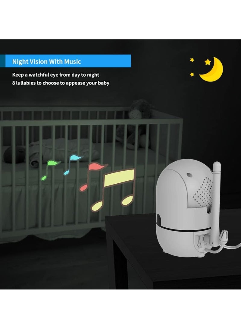 هالو بيبي جهاز مراقبة الأطفال HelloBaby - شاشة مقاس 5 بوصة مع بطارية تدوم 30 ساعة، قابل للإمالة والتكبير مع كاميرا وصوت، رؤية ليلية، VOX، محادثة ثنائية الاتجاه، 8 تهويدات ونطاق 100 - Image 2