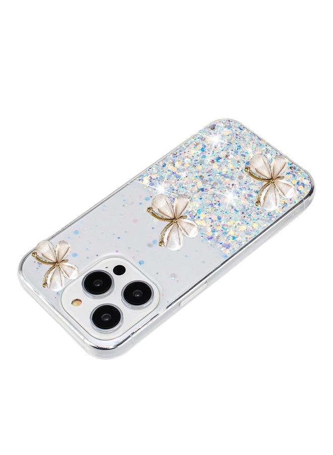 اس-توب جراب لهاتف iPhone 15 Pro، جراب هاتف TPU مزين بنجوم لامعة وفراشة مضيئة - Image 4
