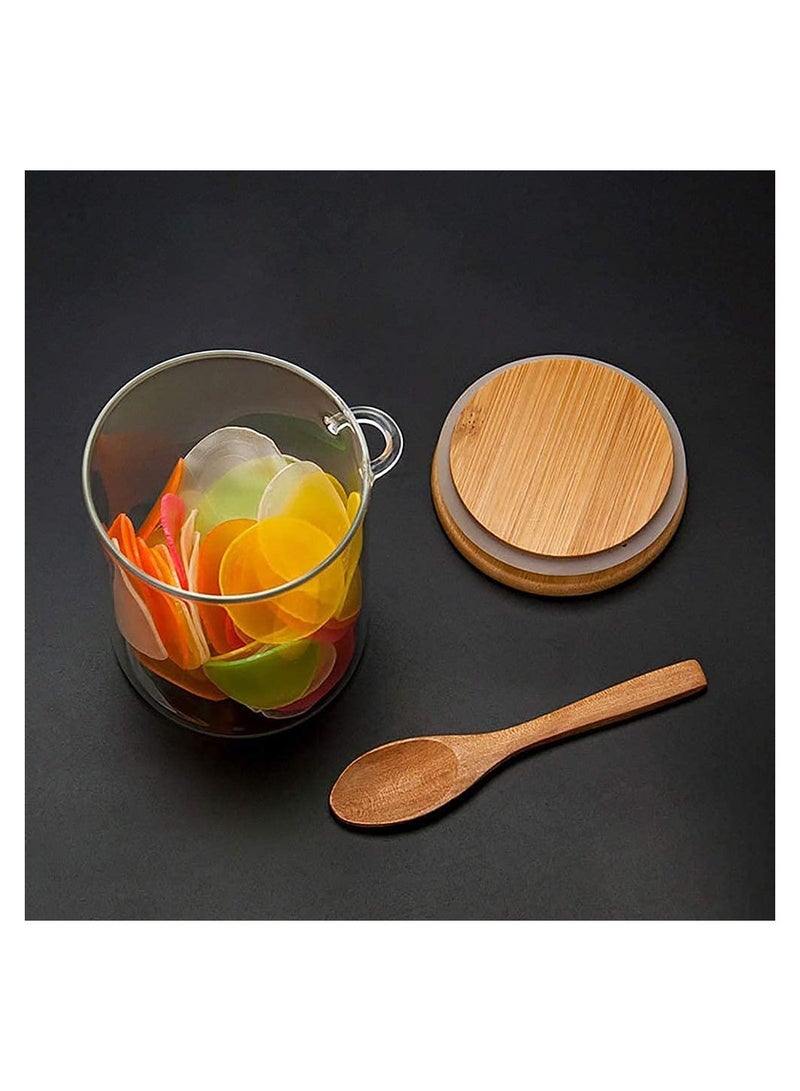 Excefore 1 Clear Glass Storage Jar with Wooden Spoon, 420ML Airtight Lid Sealed Small Glass Container Jar for Bath Salt Holder, Sugar, Spices, Coffee, Matcha, Condiments, Pepper - Image 5